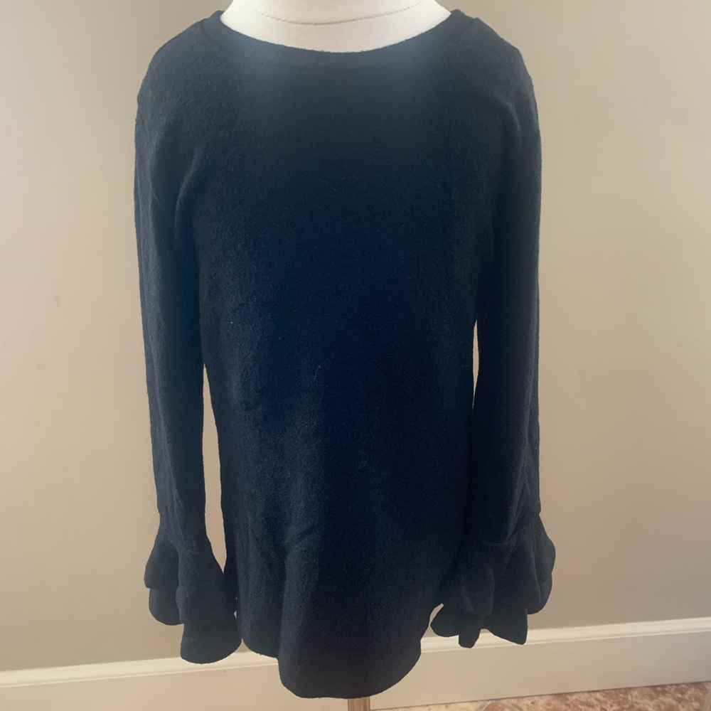 Girls Double Ruffle Long Sleeve Knit Top - Picture 3 of 4